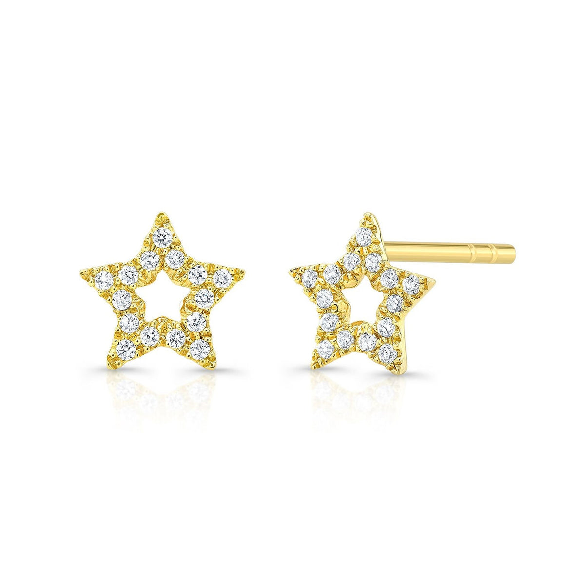 Goldhartz Star Stud Earrings with Simulated Diamonds | 925 Sterling Silver | 18kt Gold & Rose Gold Overlay | Handcrafted | For Women & Girls | Best Gift for her
