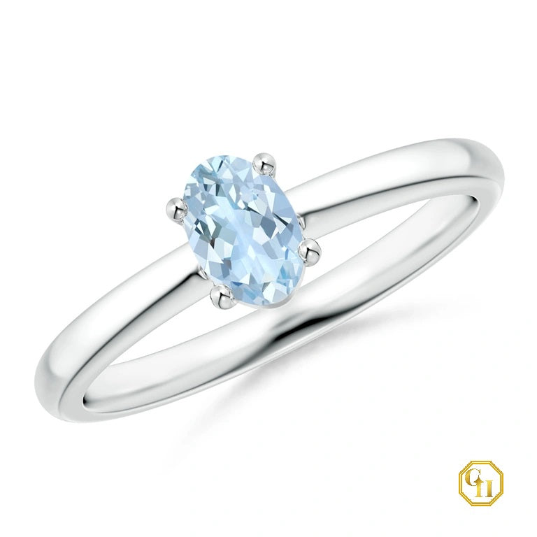 925SS Classic Solitaire Oval Garnet Promise Ring Rodihum Plated | Multi Birthstone Ring