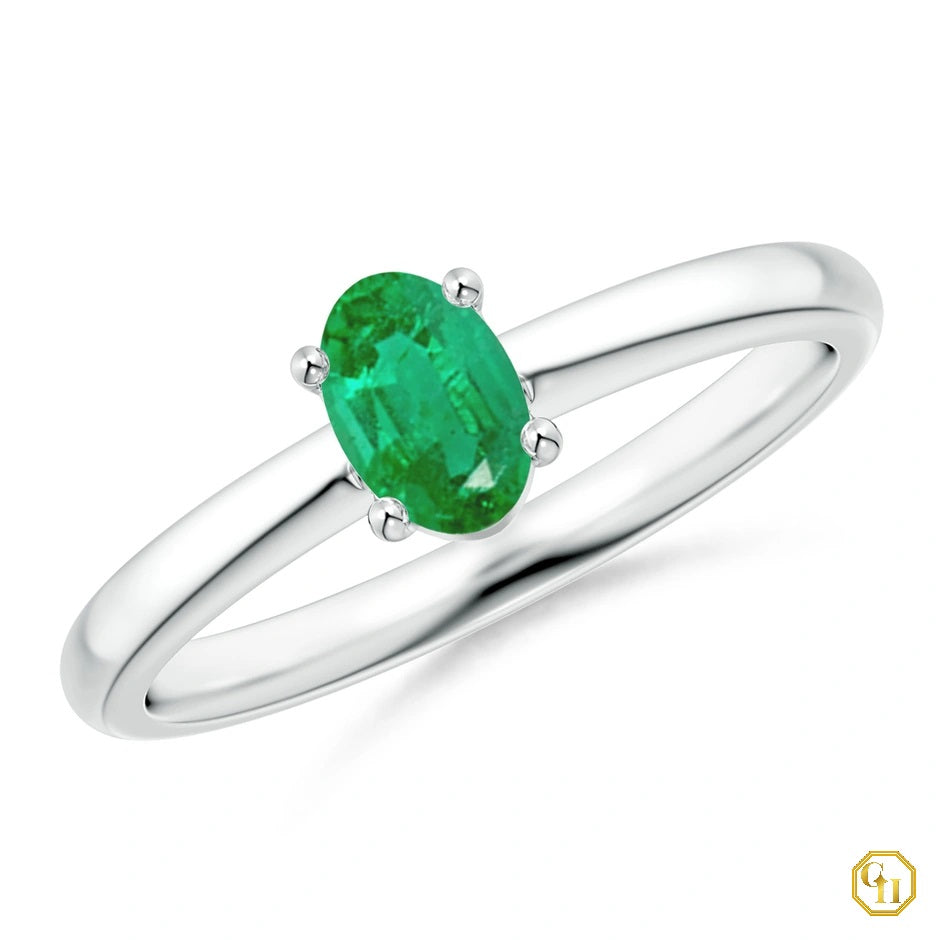 925SS Classic Solitaire Oval Garnet Promise Ring Rodihum Plated | Multi Birthstone Ring