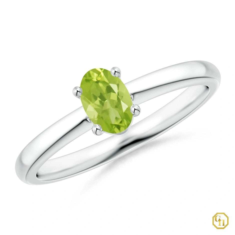 925SS Classic Solitaire Oval Garnet Promise Ring Rodihum Plated | Multi Birthstone Ring