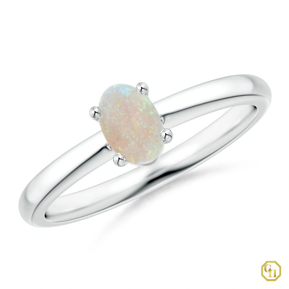 925SS Classic Solitaire Oval Garnet Promise Ring Rodihum Plated | Multi Birthstone Ring