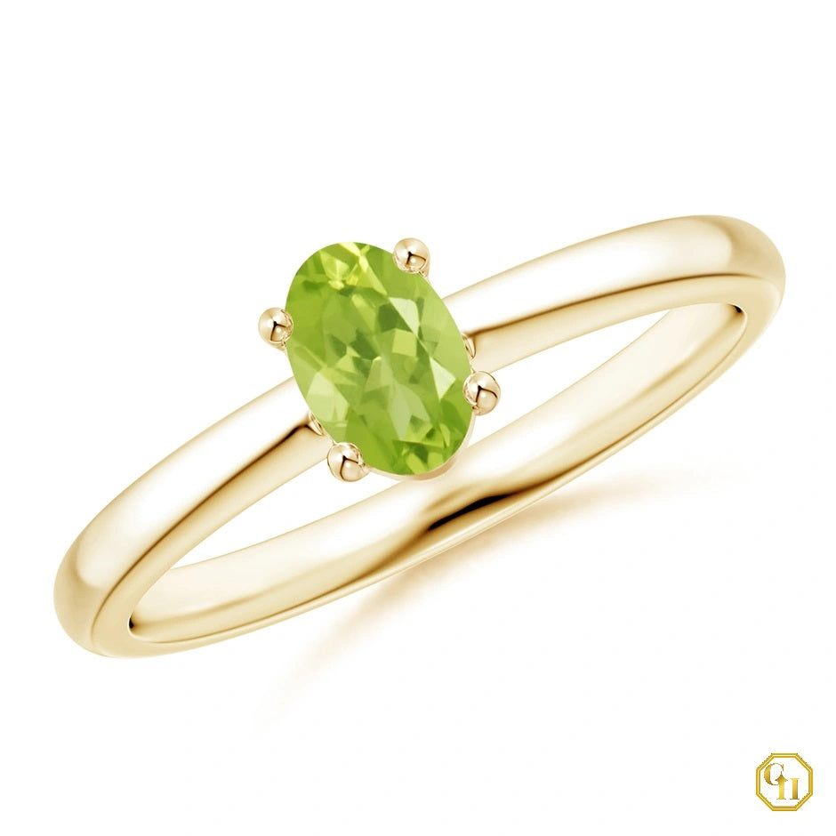 925SS 18k YGold Plated Classic Solitaire Oval Garnet Promise Ring Rodihum Plated | January Birthstone Ring