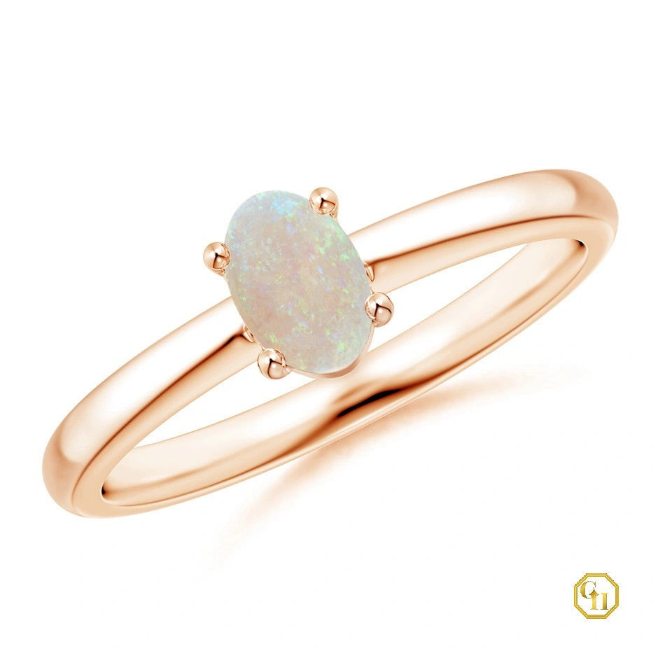 925SS 18k RGold Plated Classic Solitaire Oval Garnet Promise Ring Rodihum Plated | January Birthstone Ring