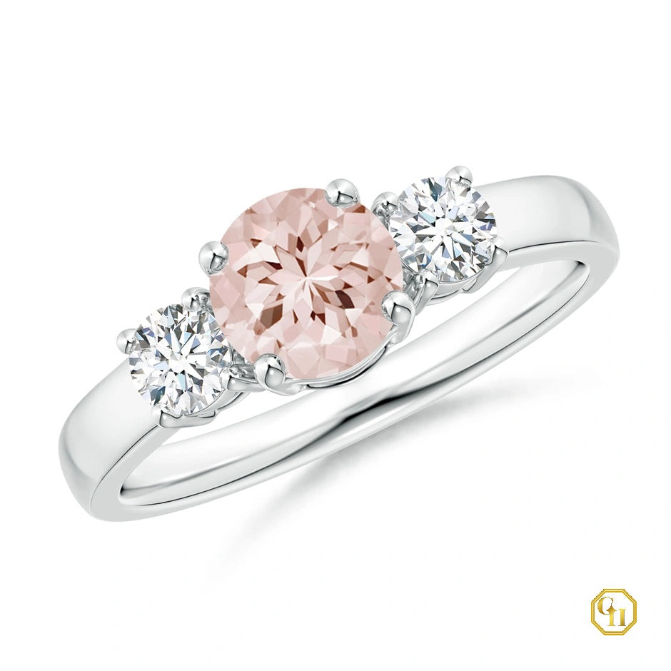 925SS Classic London Blue Topaz and Diamond Three Stone Ring