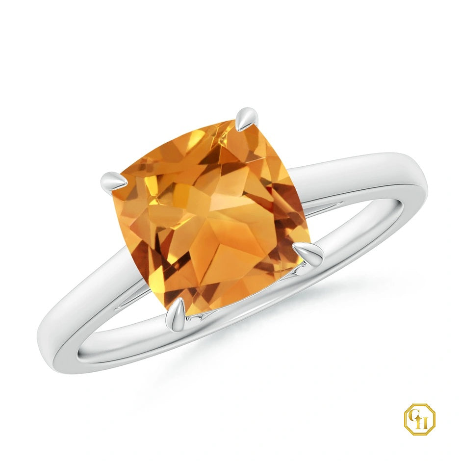 925SS Classic Solitaire Cushion London Blue Topaz Cocktail Ring