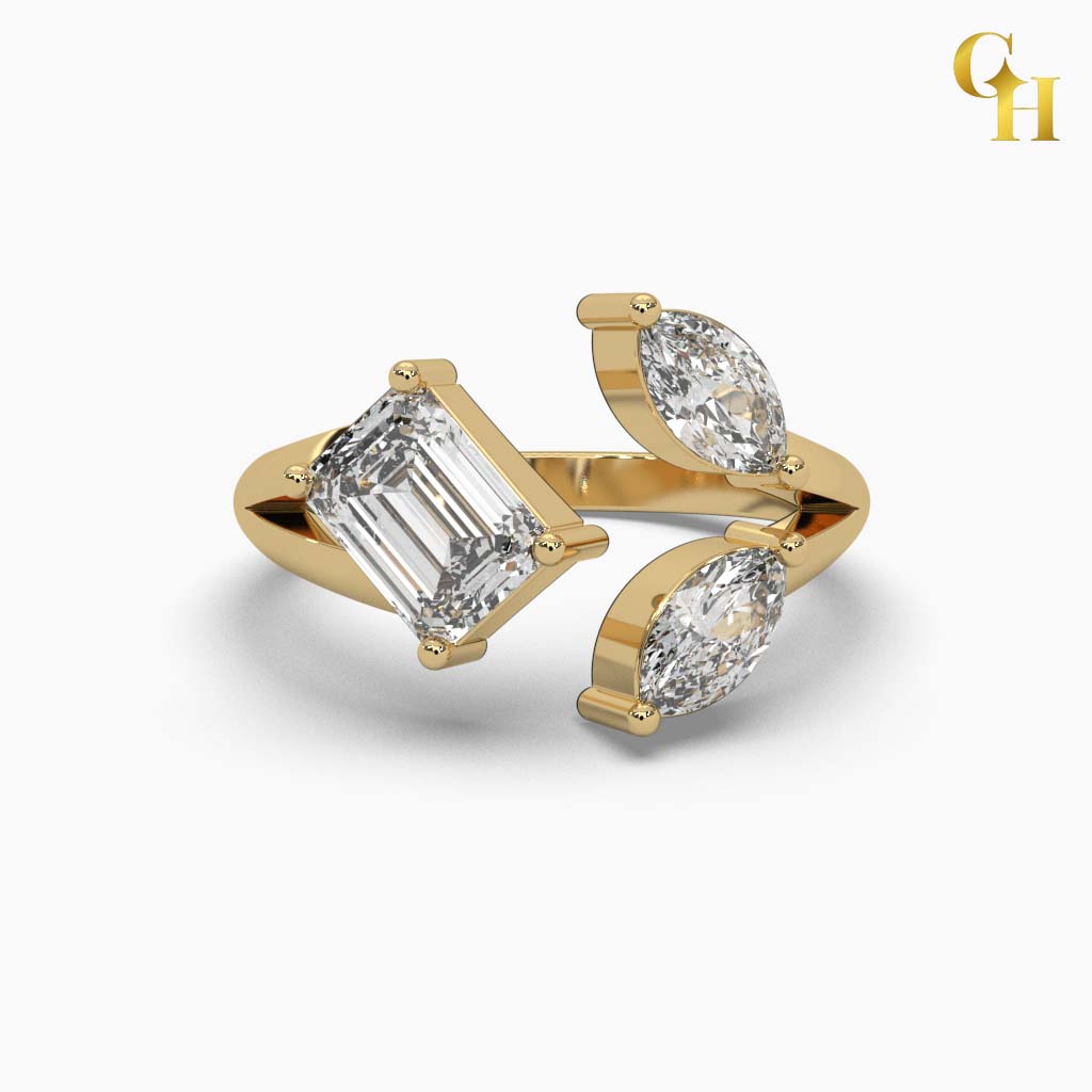 Emerald & Marquise Open Cuff Ring | Cocktail Ring for Women