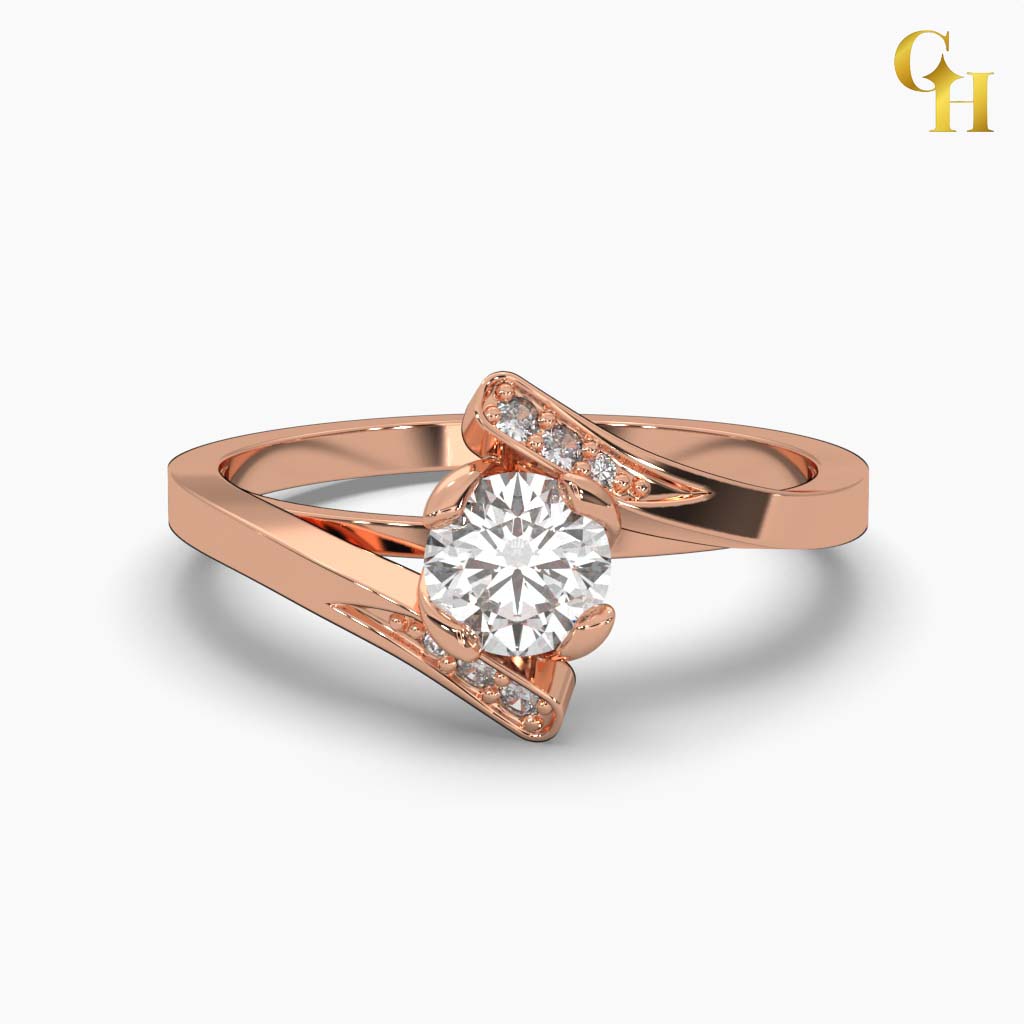 925 Sterling Silver Solitaire Round Moissanite Twisted Shank Engagement Ring