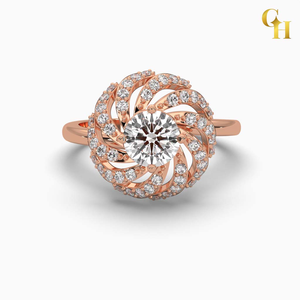 925 Sterling Silver Galaxy Halo Moissanite Engagement Ring