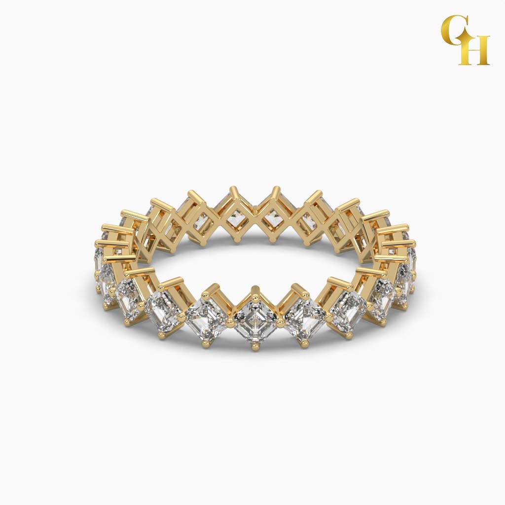 925 Sterling Silver Emerald Cut Moissanite Eternity Ring Band