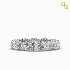 925 Sterling Silver Oval Moissanite Eternity Band Ring