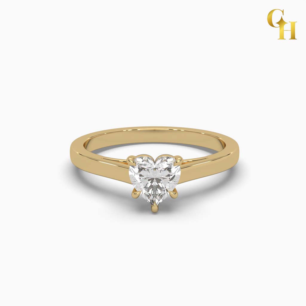 925 Sterling Silver Heart Shaped Solitaire Moissanite Engagement Ring