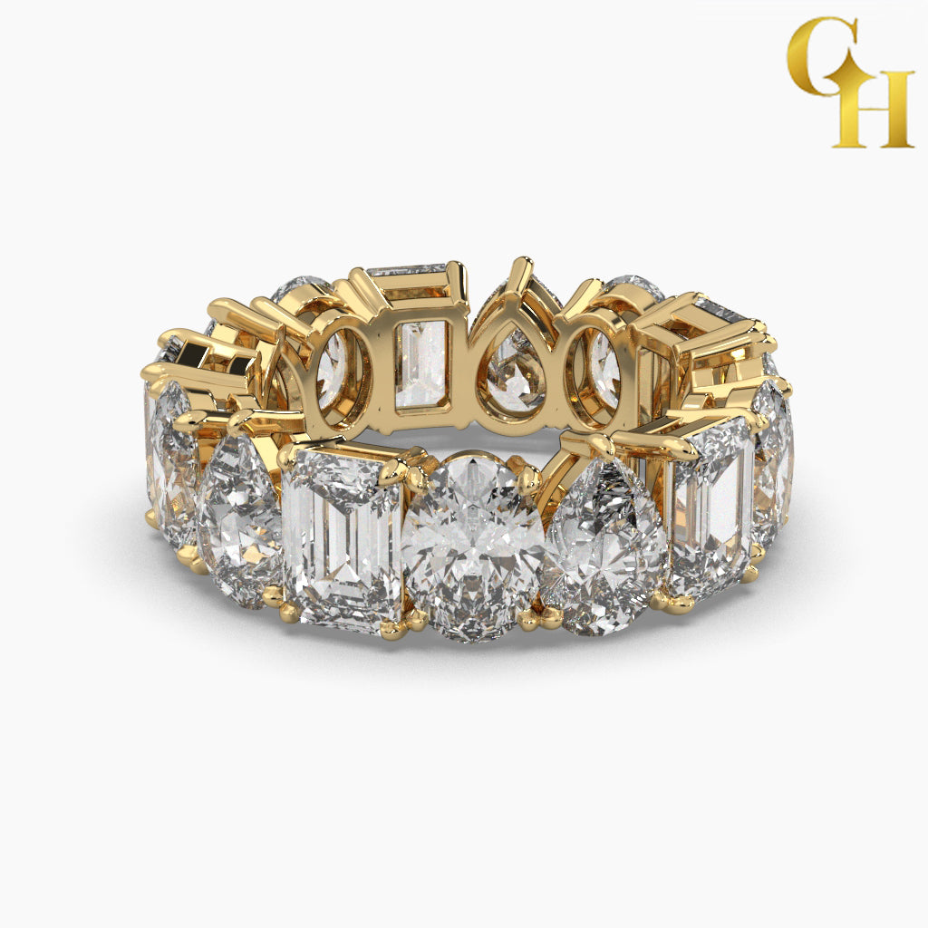 925 Sterling Silver Multi-shape Moissanite Eternity Ring | Engagement Ring for Women | Stackable Alternating Sparkling Wedding Band