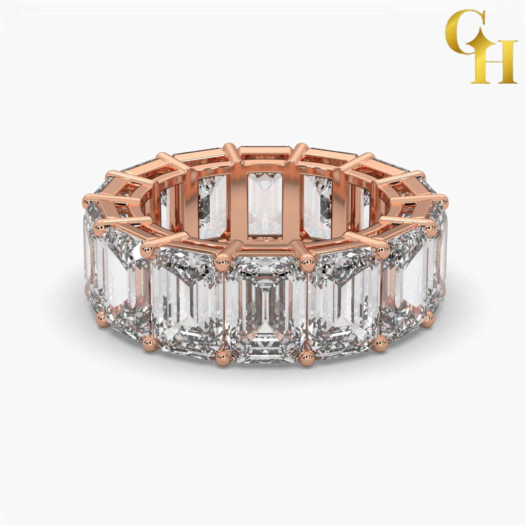 925 Sterling Silver Emerald cut Moissanite Eternity Ring | Engagement Ring for Women | Stackable Alternating Sparkling Wedding Band