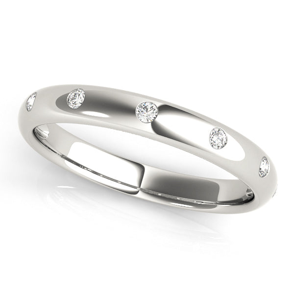 Flush Set Wedding Band Ring in Pure Silver with Zirconia