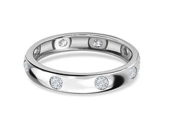 Flush Set Wedding Band Ring in Pure Silver with Zirconia