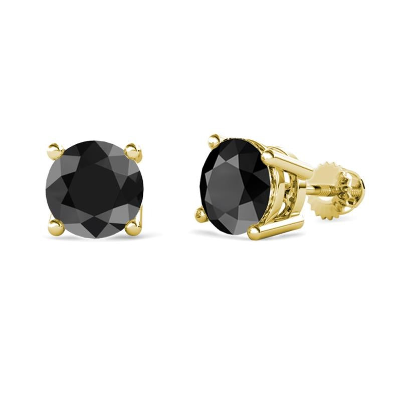 925 Sterling Silver Black Round Solitaire Stud