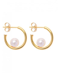 925 Sterling Silver Pearl Crescent Half Hoop | for Women