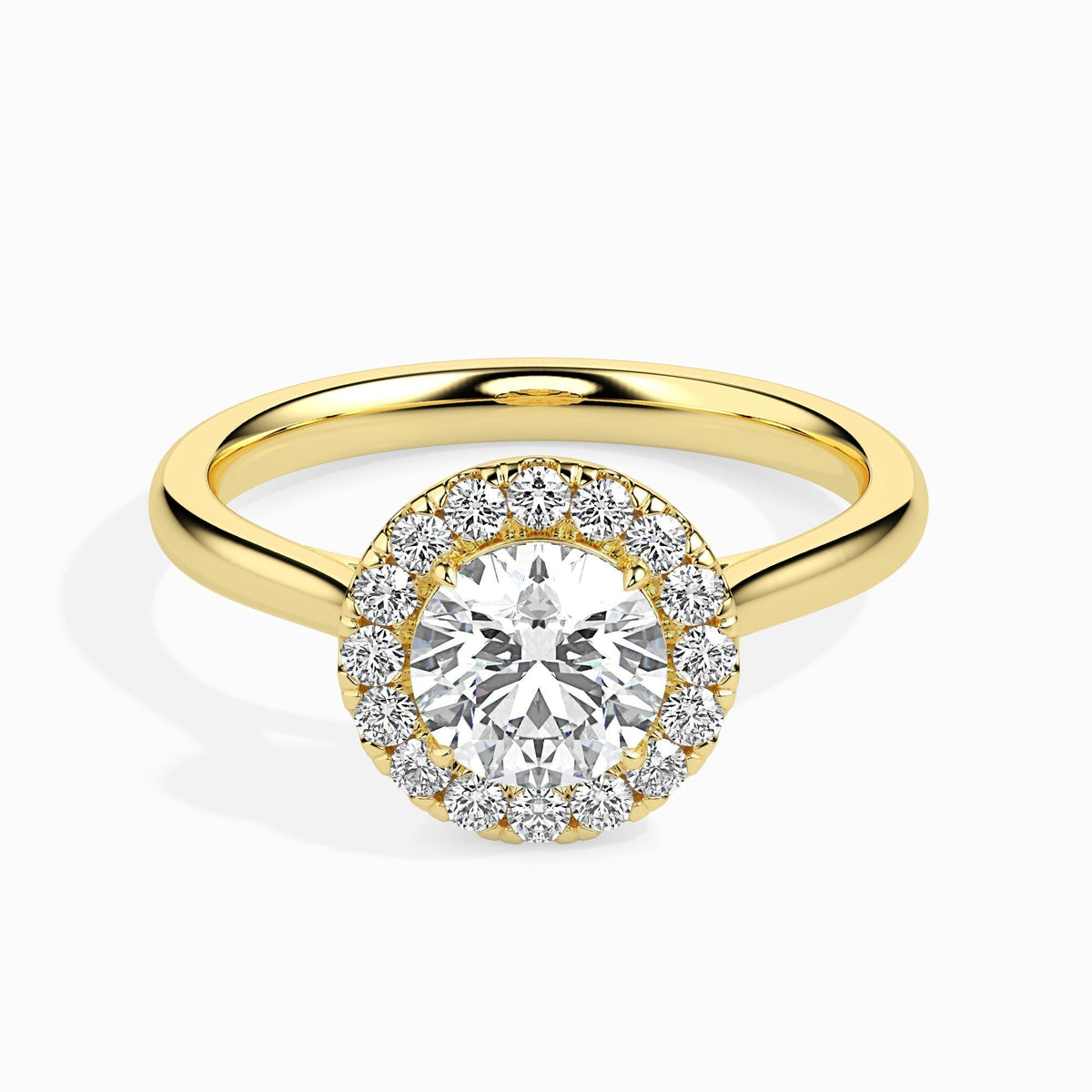 925 Sterling Silver Brilliant Solitaire Halo Ring, Engagement Ring
