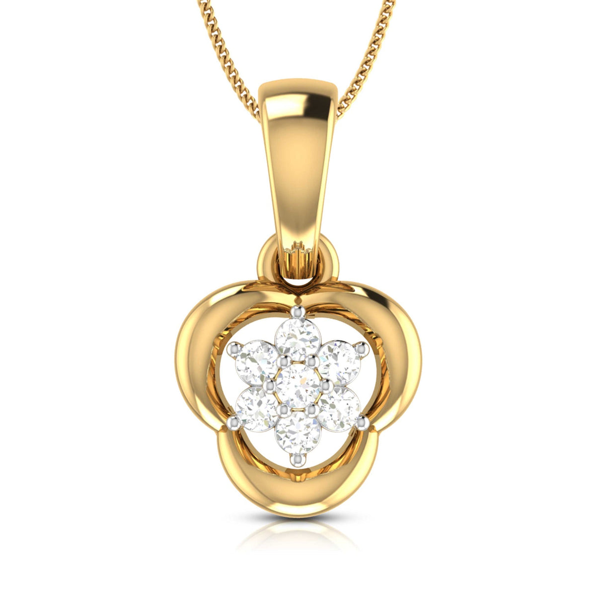 Radiant 7 Stone Rose Flower Necklace Pendant with Chain | Symbolic Elegance | Floral Design | 925 Sterling Silver | 18kt Gold & Rose Gold Overlay | Handcrafted | Goldhartz