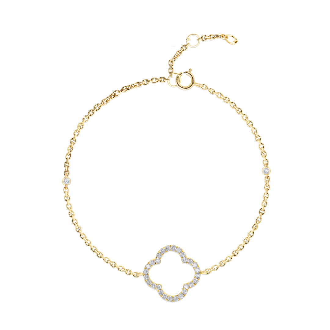 Enchanting Nature-Inspired Clover Charm Bracelet, Adjustable | 925 Sterling Silver | 18kt Gold & Rose Gold Overlay | Handcrafted | For Women & Girls | Best Gift for Her | Goldhartz