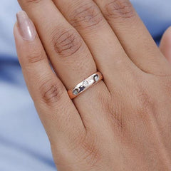 Flush Set Wedding Band Ring in Pure Silver with Zirconia