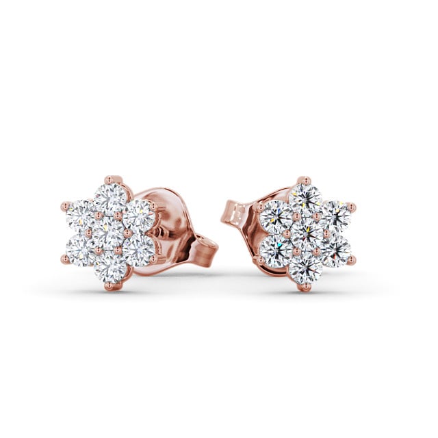 Goldhartz Seven Stone Flower Stud Earrings | 925 Sterling Silver | 18kt Gold & Rose Gold Overlay | Handcrafted | For Women & Girls | Best Gift for Her
