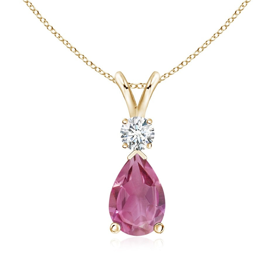 925 Sterling Silver Pear Gemstone Pendant with Split Bail YG | Best Gift for Her