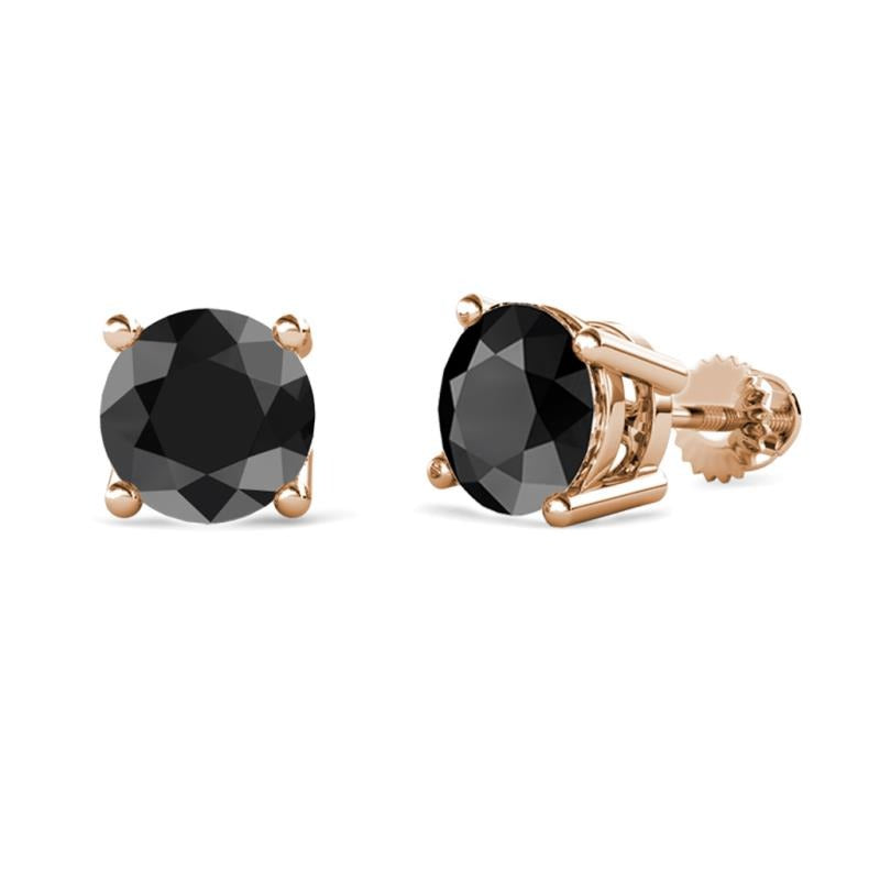 925 Sterling Silver Black Round Solitaire Stud