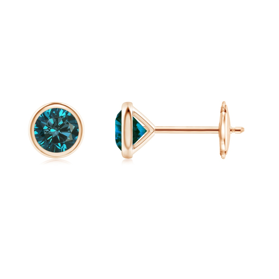 925 Sterling Silver Bezel Set Solitaire Gemstone Earrings in 18kt rose gold plated
