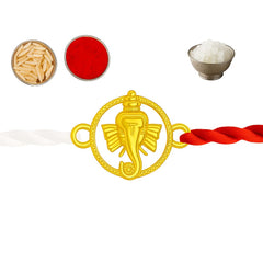Yellow Gold Plated Ganesha Rakhi for Brother | Raksha Bandhan Gift