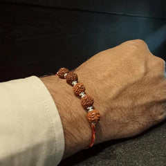 Sterling Silver 5 Rudraksha Rakhi