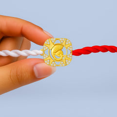 Yellow Gold Plated Ganesha with Stone Rakhi