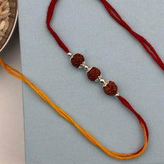 Sterling Silver 3 Rudraksha Rakhi