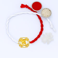 Yellow Gold Plated Ganesha with Stone Rakhi