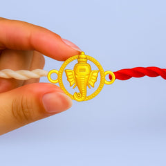 Yellow Gold Plated Ganesha Rakhi
