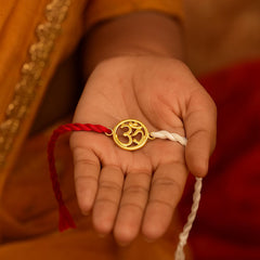 Yellow Gold Plated OM Rakhi