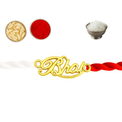 Yellow Gold Plated Bhai Rakhi for Brother | Raksha Bandhan Gift