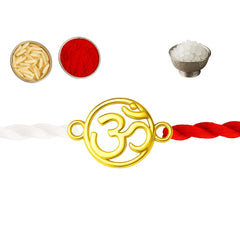 Yellow Gold Plated OM Rakhi for Brother | Raksha Bandhan Gift