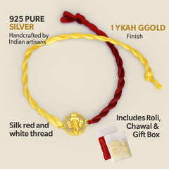 Yellow Gold Plated Ganesha Rakhi