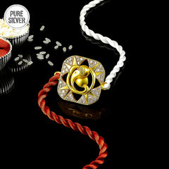 Yellow Gold Plated Ganesha with Stone Rakhi