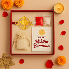Yellow Gold Plated Ganesha Rakhi