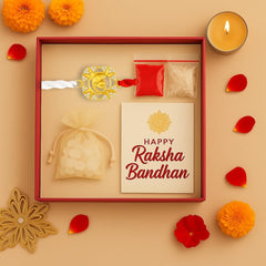 Yellow Gold Plated Ganesha with Stone Rakhi