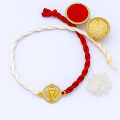 Yellow Gold Plated Ganesha Rakhi