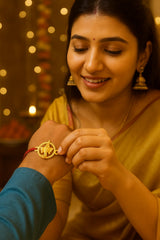 Yellow Gold Plated Ganesha Rakhi