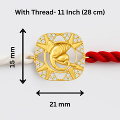 Yellow Gold Plated Ganesha with Stone Rakhi