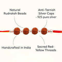 Sterling Silver 4 Rudraksha Rakhi