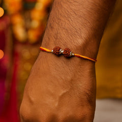 Sterling Silver 2 Rudraksha Rakhi