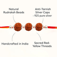 Sterling Silver 3 Rudraksha Rakhi