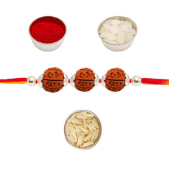 Sterling Silver 3 Rudraksha Rakhi for Brother | Raksha Bandhan Gift