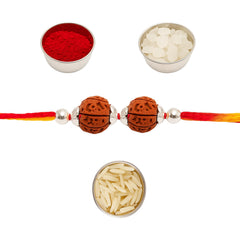 Sterling Silver 2 Rudraksha Rakhi for Brother | Raksha Bandhan Gift